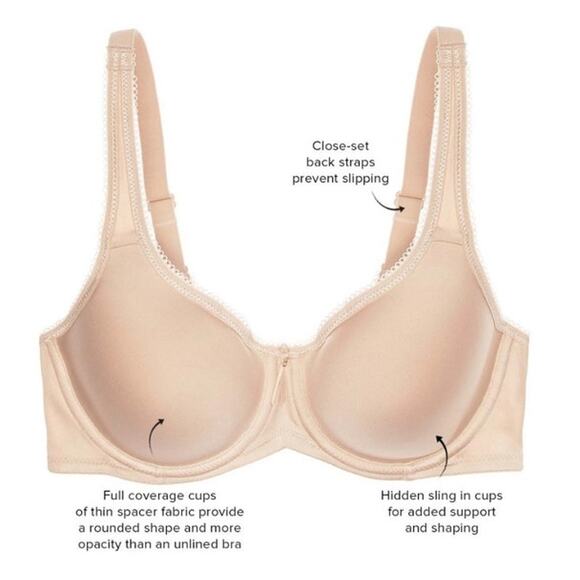 Wacoal Women 38C Sand Beige Basic Beauty Spacer Comfort Underwire T-shirt Bra - Picture 5 of 8